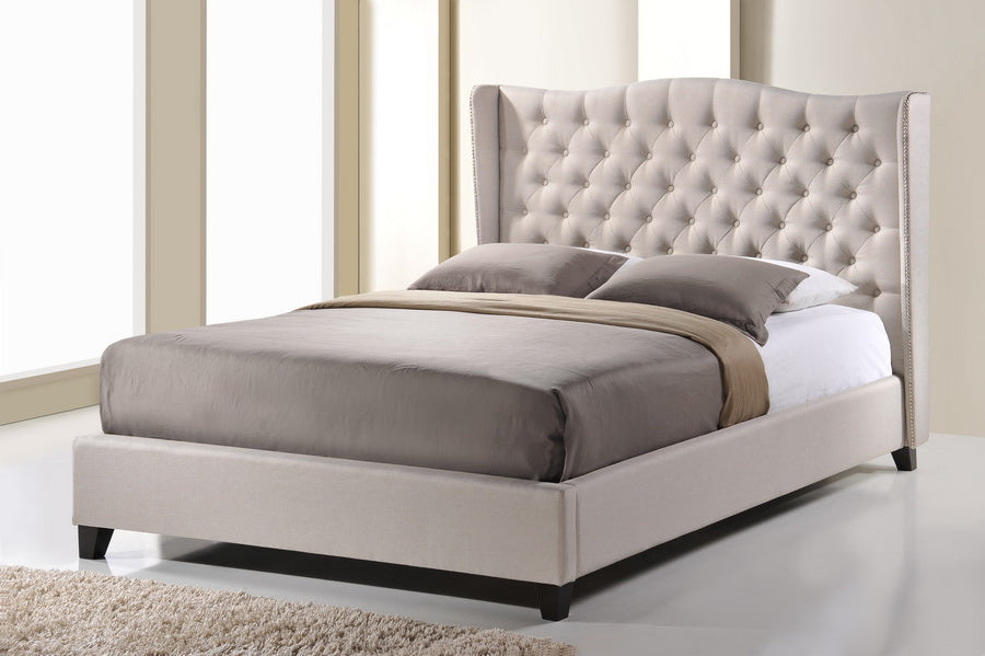 Baxton Studio Norwich Light Beige Linen Modern Platform Bed - King Size