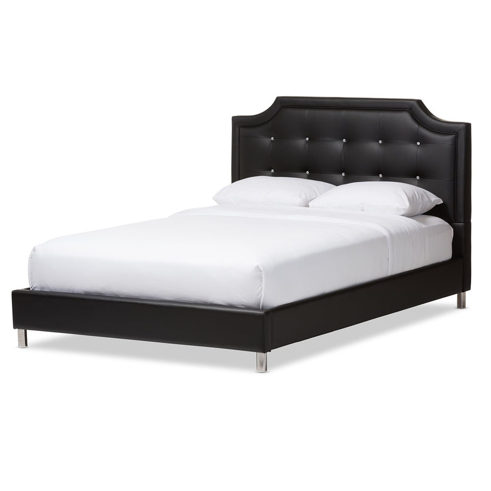 Baxton Studio Carlotta Black Modern Bed With Upholstered Headboard - Queen Size