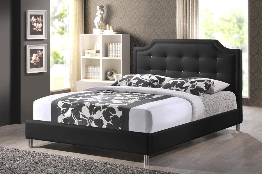 Baxton Studio Carlotta Black Modern Bed With Upholstered Headboard - King Size