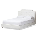 Load image into Gallery viewer, Baxton Studio Carlotta White Modern Bed With Upholstered Headboard - Queen Size
