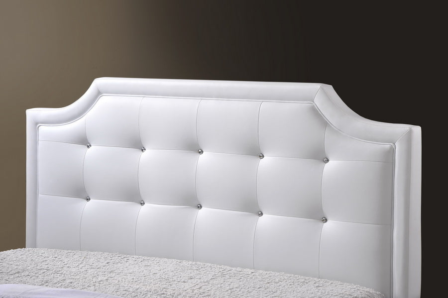 BAXTON STUDIO CARLOTTA WHITE MODERN BED WITH UPHOLSTERED HEADBOARD - FULL SIZE