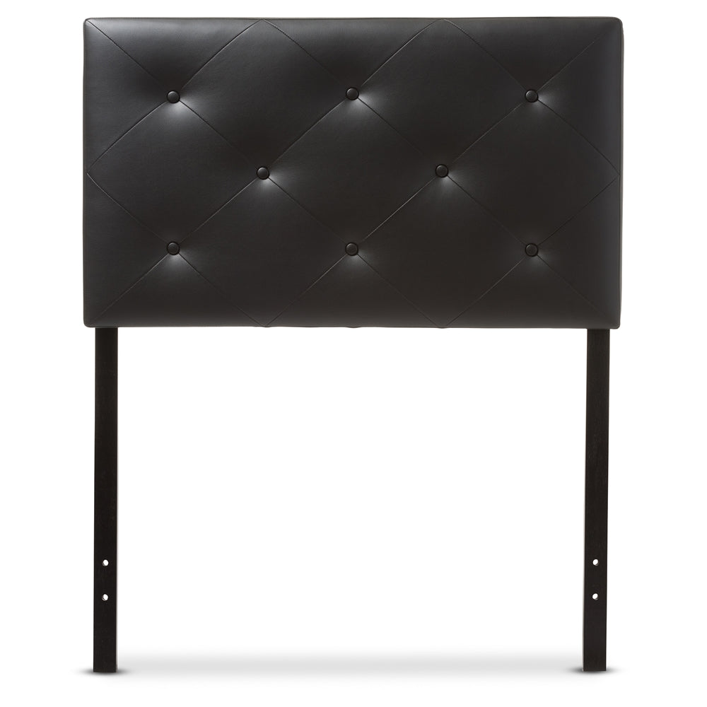 BAXTON STUDIO BALTIMORE MODERN AND CONTEMPORARY BLACK FAUX LEATHER UPHOLSTERED TWIN SIZE HEADBOARD