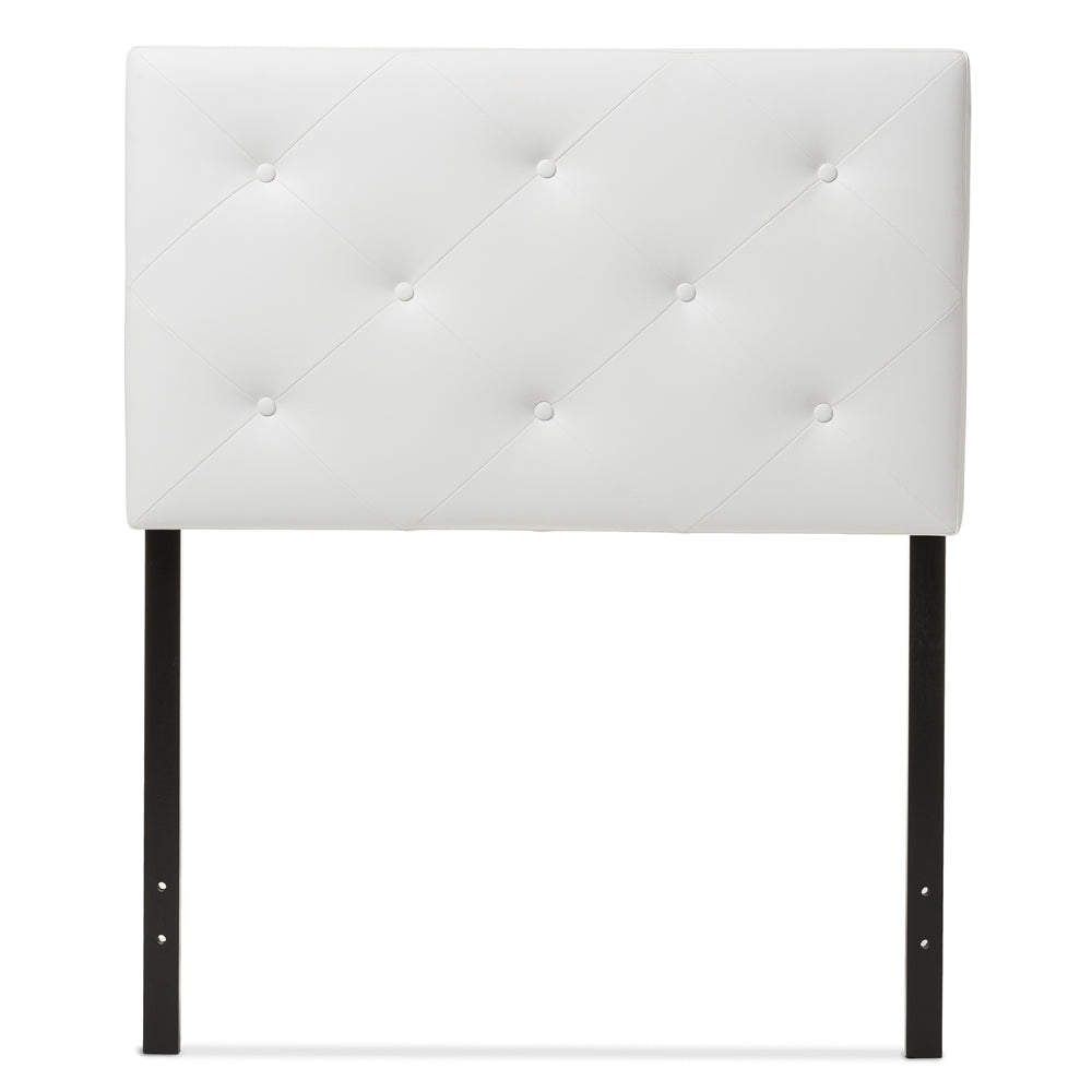 BAXTON STUDIO BALTIMORE MODERN AND CONTEMPORARY WHITE FAUX LEATHER UPHOLSTERED TWIN SIZE HEADBOARD