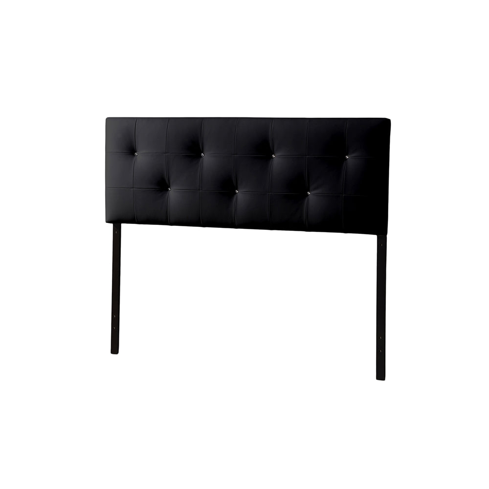 BAXTON STUDIO DALINI MODERN AND CONTEMPORARY KING BLACK FAUX LEATHER HEADBOARD WITH FAUX CRYSTAL BUTTONS