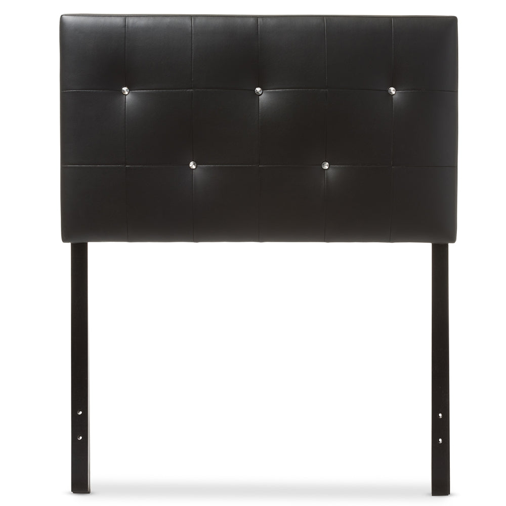 BAXTON STUDIO KIRCHEM MODERN AND CONTEMPORARY BLACK FAUX LEATHER UPHOLSTERED TWIN SIZE HEADBOARD