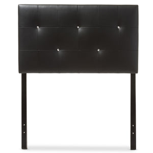 BAXTON STUDIO KIRCHEM MODERN AND CONTEMPORARY BLACK FAUX LEATHER UPHOLSTERED TWIN SIZE HEADBOARD