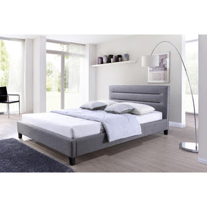 Baxton Studio Hillary Modern And Contemporary Queen Size Grey Fabric Upholstered Platform Base Bed Frame