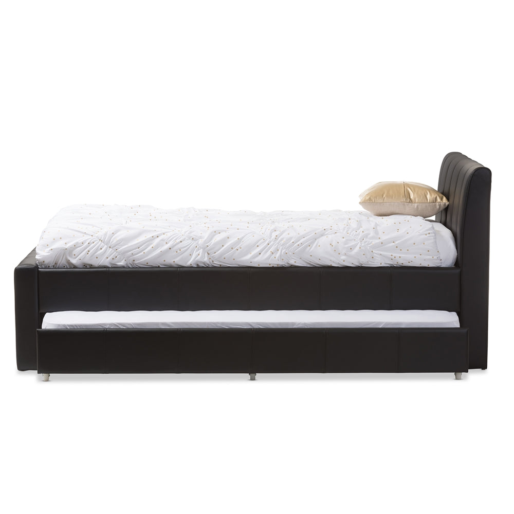 Baxton Studio Cosmo Modern and Contemporary Faux Leather Trundle Bed - Twin Size