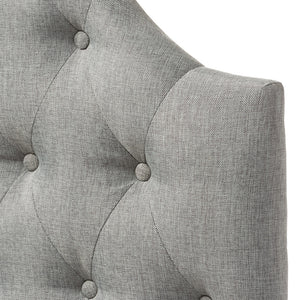 Baxton Studio Morris Modern And Contemporary Grey Fabric Upholstered Button-Tufted Scalloped Twin Size Headboard