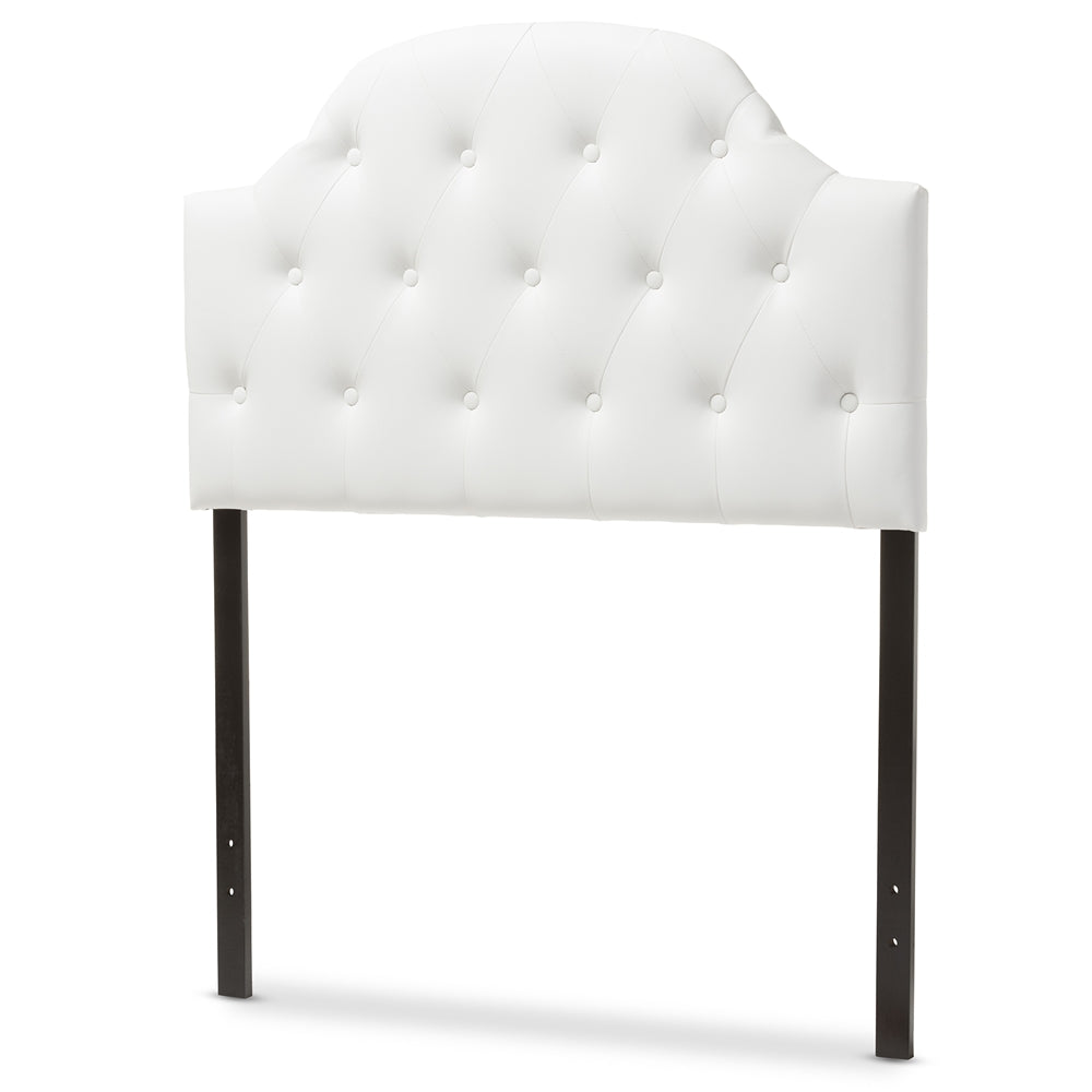 Baxton Studio Morris Modern And Contemporary White Faux Leather Upholstered Button-Tufted Scalloped Twin Size Headboard