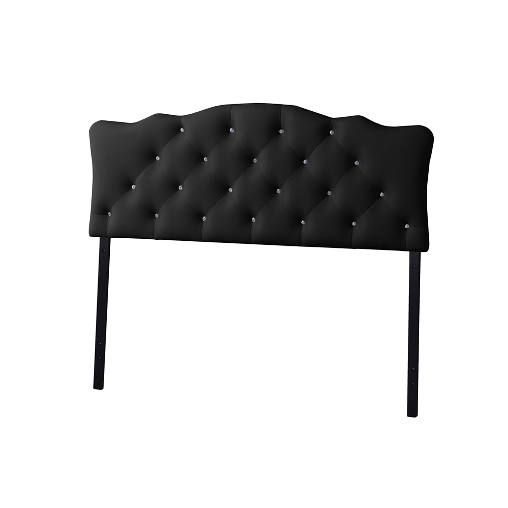 BAXTON STUDIO RITA MODERN AND CONTEMPORARY FULL SIZE BLACK FAUX LEATHER UPHOLSTERED BUTTON-TUFTED SCALLOPED HEADBOARD