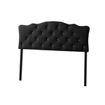 Load image into Gallery viewer, BAXTON STUDIO RITA MODERN AND CONTEMPORARY FULL SIZE BLACK FAUX LEATHER UPHOLSTERED BUTTON-TUFTED SCALLOPED HEADBOARD
