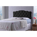 Load image into Gallery viewer, Baxton Studio Rita Modern And Contemporary Full Size Black Faux Leather Upholstered Button-Tufted Scalloped Headboard
