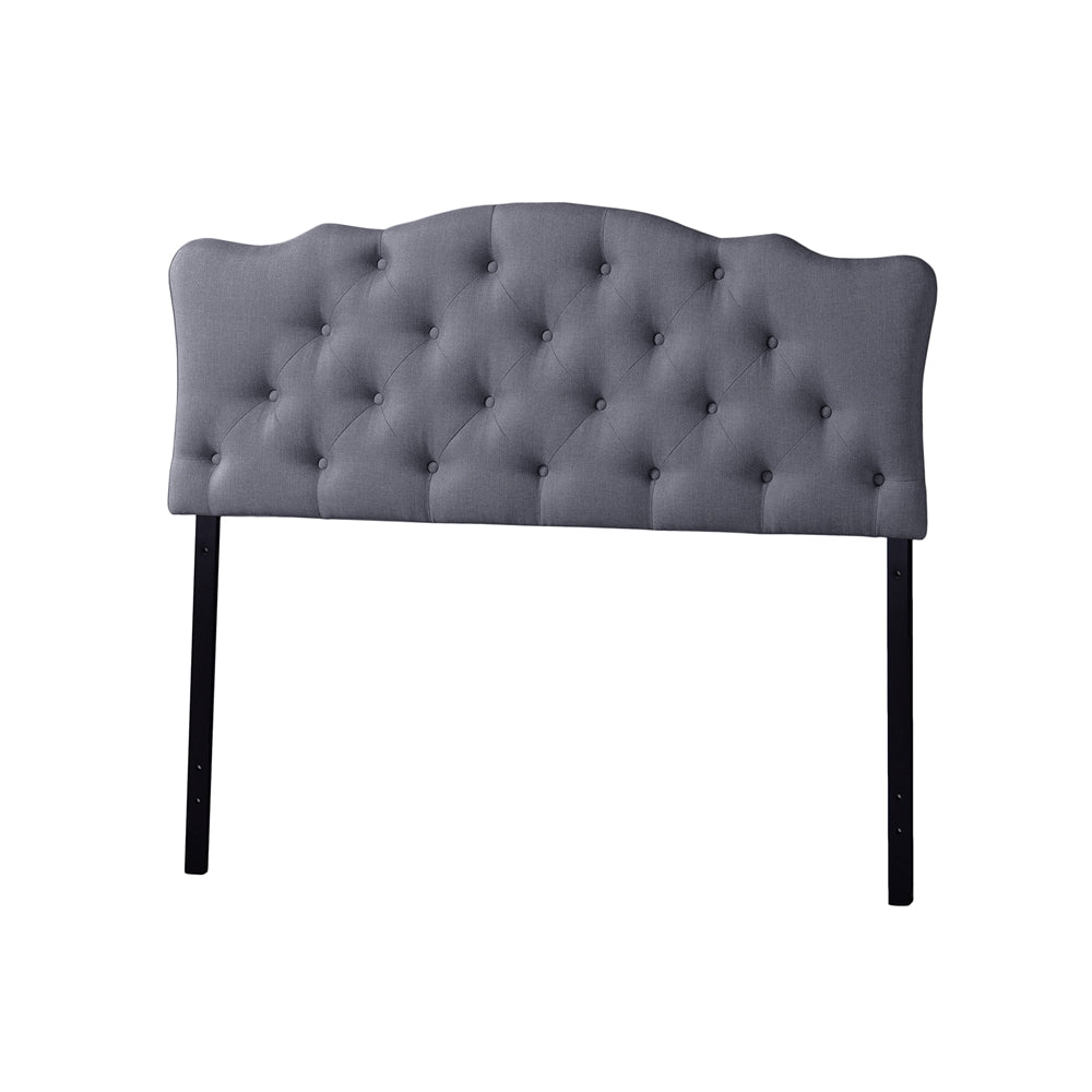 BAXTON STUDIO RITA MODERN AND CONTEMPORARY FULL SIZE GREY FABRIC UPHOLSTERED BUTTON-TUFTED SCALLOPED HEADBOARD