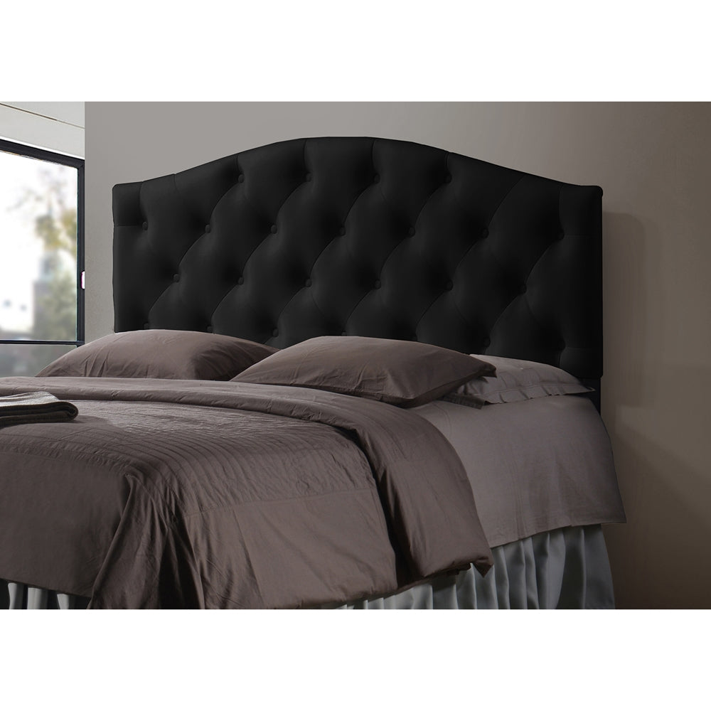 Baxton Studio Myra Modern And Contemporary Full Size Black Faux Leather Upholstered Button-Tufted Scalloped Headboard