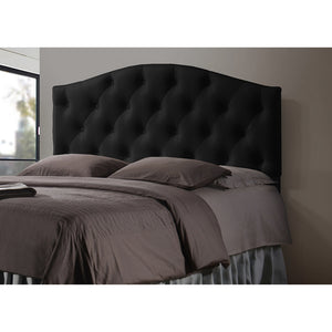 Baxton Studio Myra Modern And Contemporary Full Size Black Faux Leather Upholstered Button-Tufted Scalloped Headboard