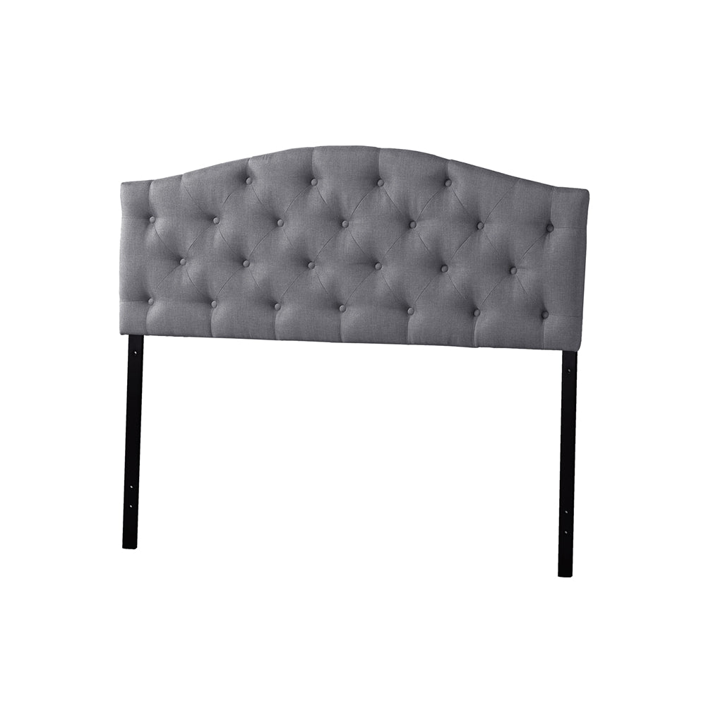 BAXTON STUDIO MYRA MODERN AND CONTEMPORARY FULL SIZE GREY FABRIC UPHOLSTERED BUTTON-TUFTED SCALLOPED HEADBOARD