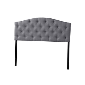 BAXTON STUDIO MYRA MODERN AND CONTEMPORARY QUEEN SIZE GREY FABRIC UPHOLSTERED BUTTON-TUFTED SCALLOPED HEADBOARD