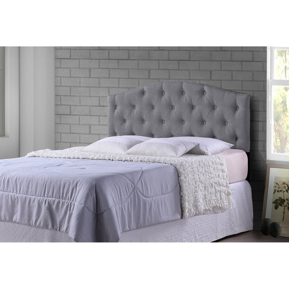 Baxton Studio Myra Modern And Contemporary Full Size Grey Fabric Upholstered Button-Tufted Scalloped Headboard