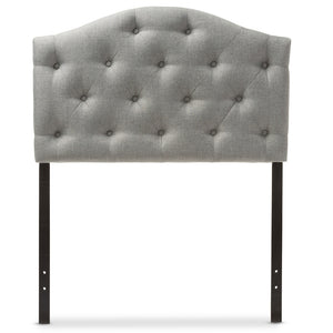 BAXTON STUDIO MYRA MODERN AND CONTEMPORARY GREY FABRIC UPHOLSTERED BUTTON-TUFTED SCALLOPED TWIN SIZE HEADBOARD