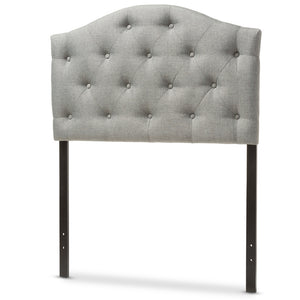 Baxton Studio Myra Modern And Contemporary Grey Fabric Upholstered Button-Tufted Scalloped Twin Size Headboard