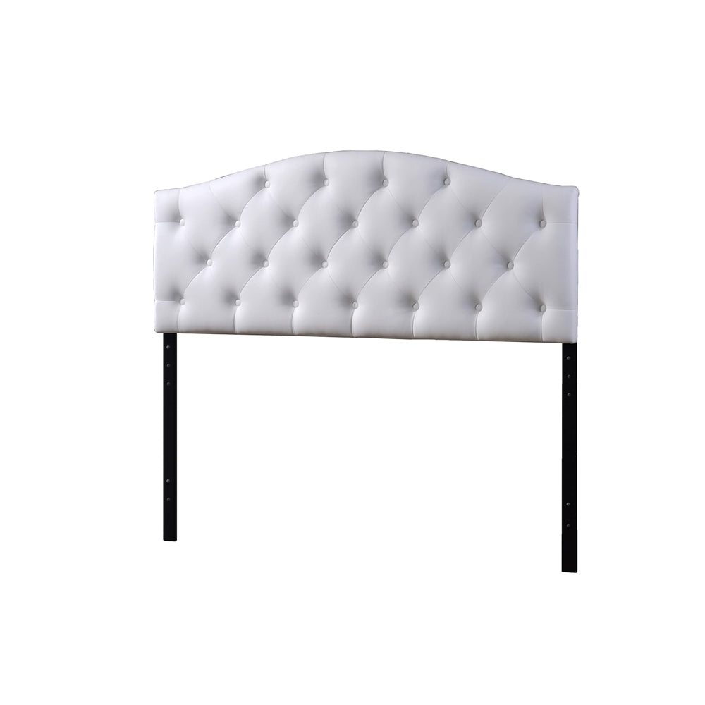 BAXTON STUDIO MYRA MODERN AND CONTEMPORARY FULL SIZE WHITE FAUX LEATHER UPHOLSTERED BUTTON-TUFTED SCALLOPED HEADBOARD