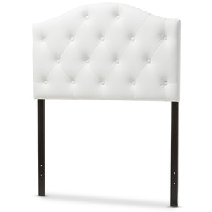 Baxton Studio Myra Modern And Contemporary White Faux Leather Upholstered Button-Tufted Scalloped Twin Size Headboard