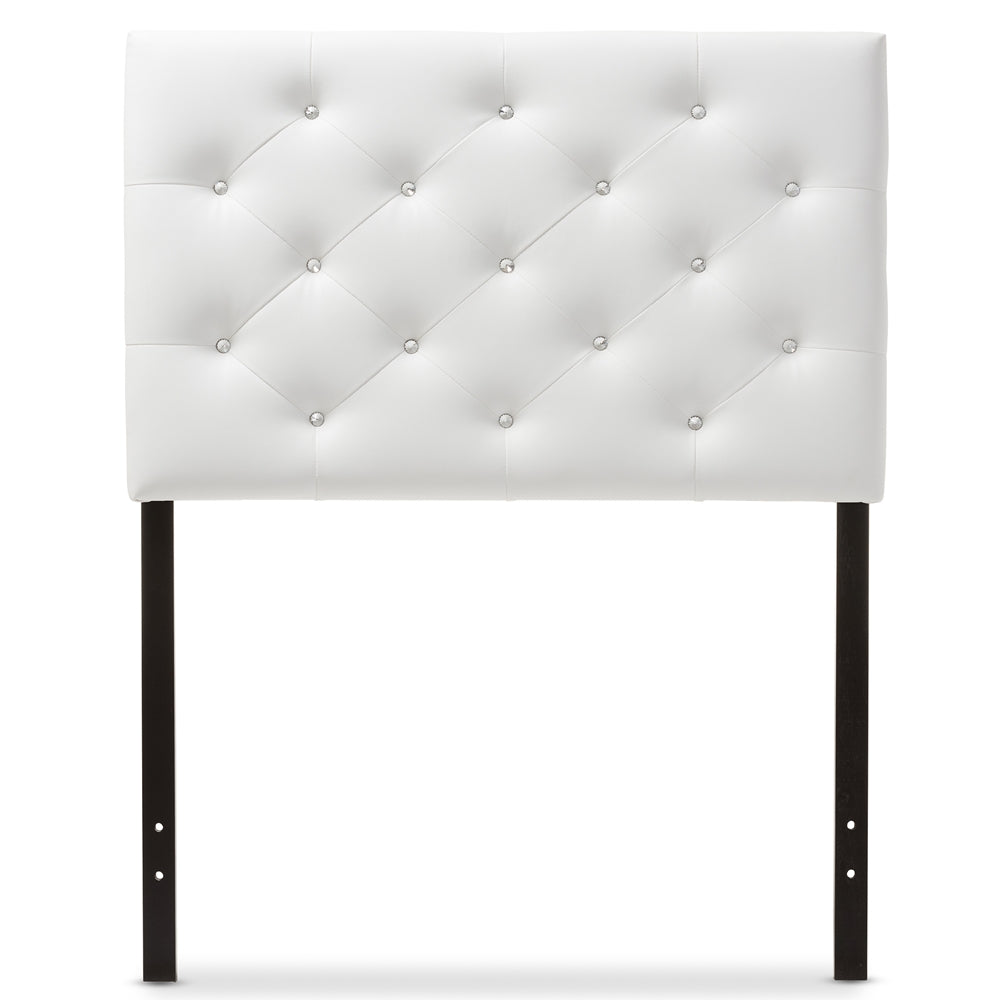 BAXTON STUDIO VIVIANA MODERN AND CONTEMPORARY WHITE FAUX LEATHER UPHOLSTERED BUTTON-TUFTED TWIN SIZE HEADBOARD