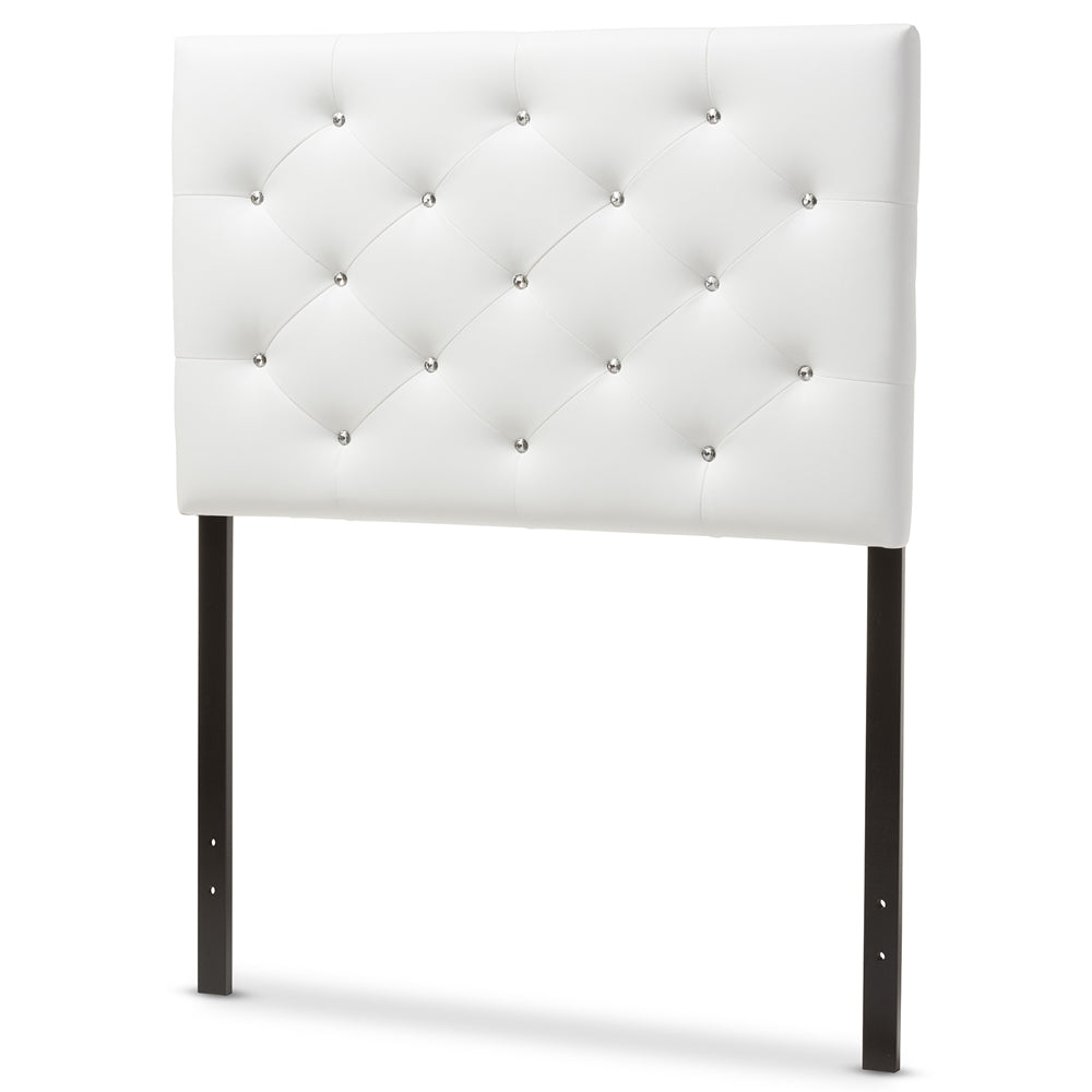 Baxton Studio Viviana Modern And Contemporary White Faux Leather Upholstered Button-Tufted Twin Size Headboard