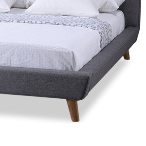 Baxton Studio Jonesy Scandinavian Style Mid-Century Grey Fabric Upholstered Full Size Platform Bed