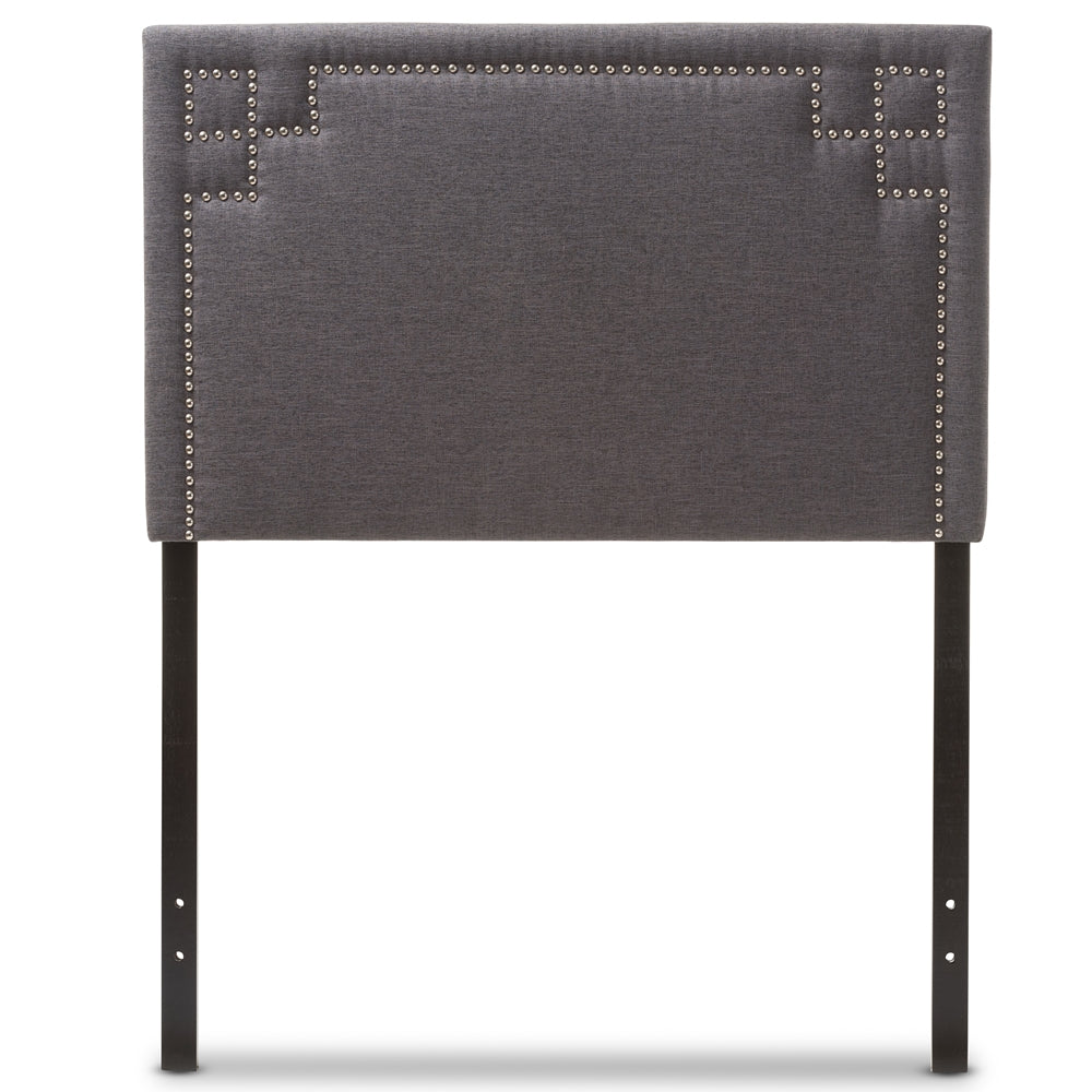 BAXTON STUDIO GENEVA MODERN AND CONTEMPORARY DARK GREY FABRIC UPHOLSTERED TWIN SIZE HEADBOARD