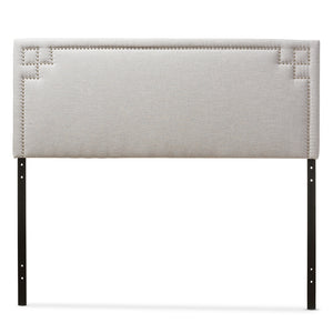 BAXTON STUDIO GENEVA MODERN AND CONTEMPORARY GREYISH BEIGE FABRIC UPHOLSTERED QUEEN SIZE HEADBOARD