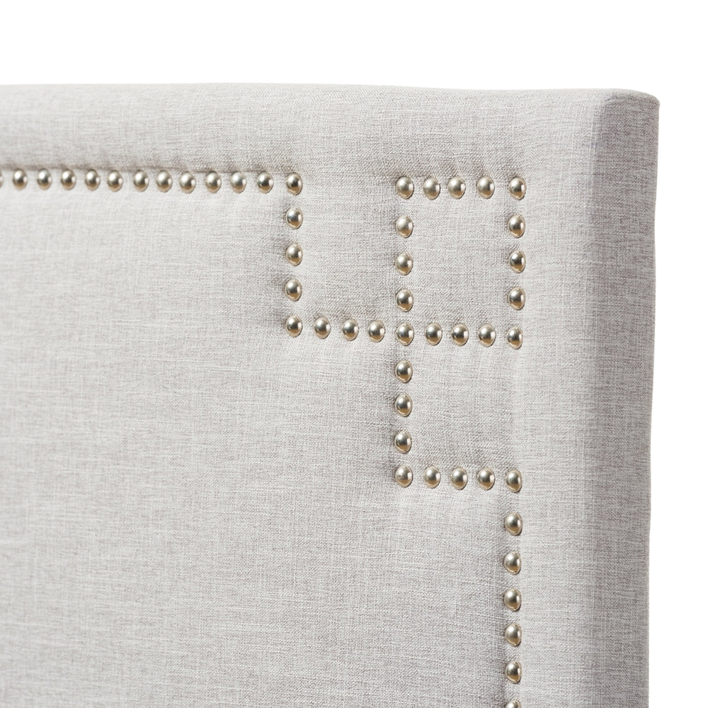 Baxton Studio Geneva Modern And Contemporary Greyish Beige Fabric Upholstered Full Size Headboard