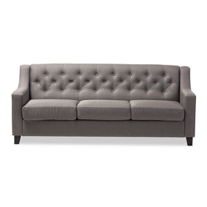 Baxton Studio Arcadia Modern And Contemporary Grey Fabric Upholstered Button-Tufted Living Room 3-Seater Sofa