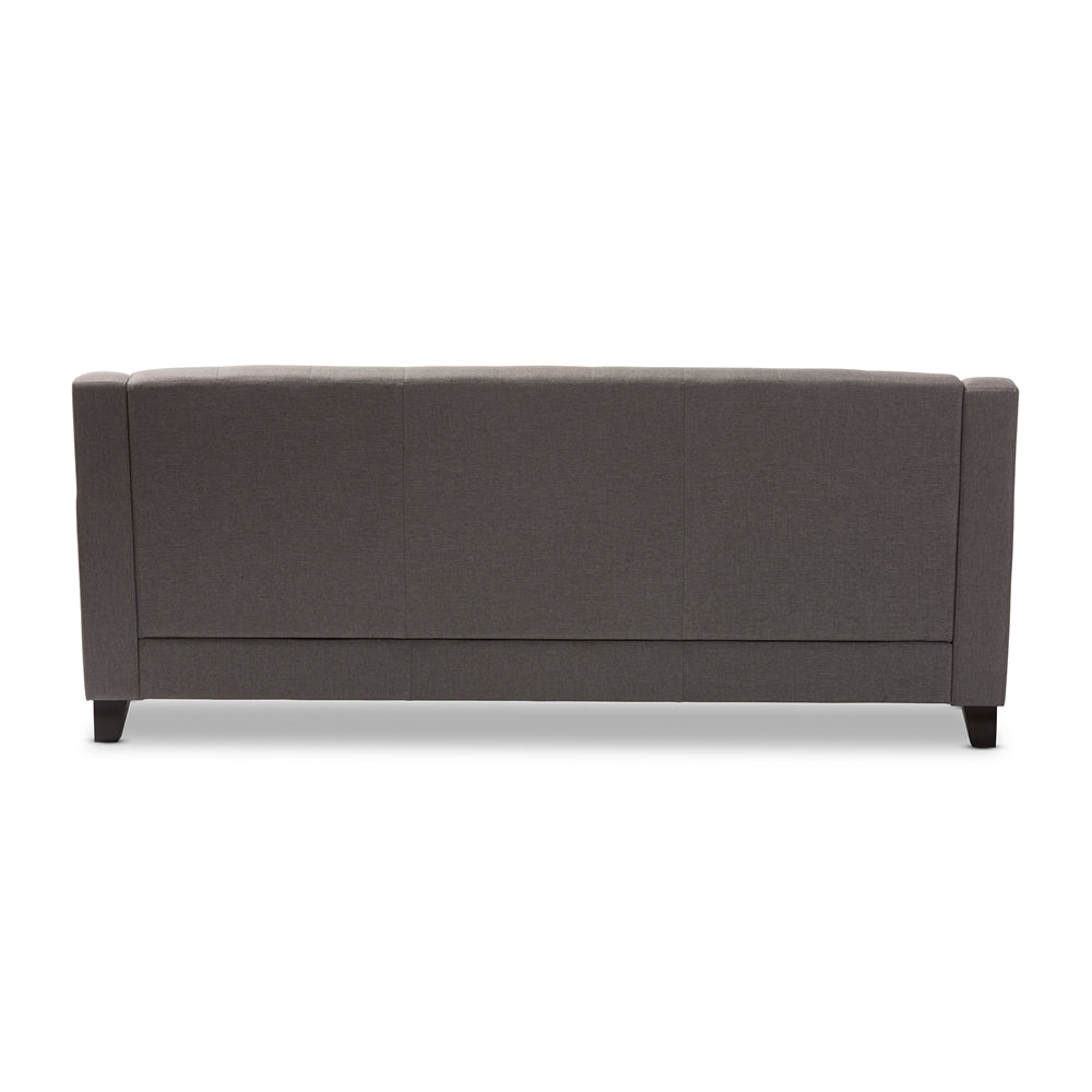 Baxton Studio Arcadia Modern And Contemporary Grey Fabric Upholstered Button-Tufted Living Room 3-Seater Sofa