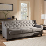 Load image into Gallery viewer, Baxton Studio Arcadia Modern And Contemporary Grey Fabric Upholstered Button-Tufted Living Room 3-Seater Sofa
