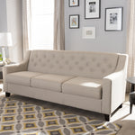 Load image into Gallery viewer, Baxton Studio Arcadia Modern And Contemporary Light Beige Fabric Upholstered Button-Tufted Living Room 3-Seater Sofa
