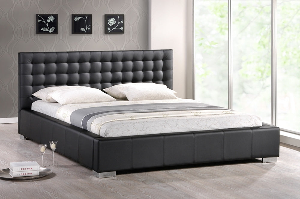 Baxton Studio Madison Black Modern Bed With Upholstered Headboard - Queen Size