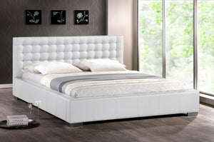 Baxton Studio Madison White Modern Bed With Upholstered Headboard - Queen Size