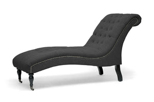 Baxton Studio Amelia Linen Victorian Chaise Lounge