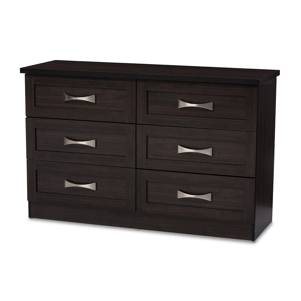 BAXTON STUDIO COLBURN MODERN AND CONTEMPORARY 6-DRAWER DARK BROWN FINISH WOOD STORAGE DRESSER