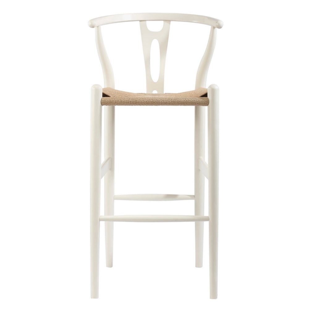 Mid-Century Modern Wishbone Stool - White Wood Y Stool