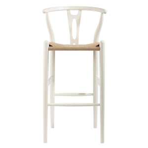 Mid-Century Modern Wishbone Stool - White Wood Y Stool