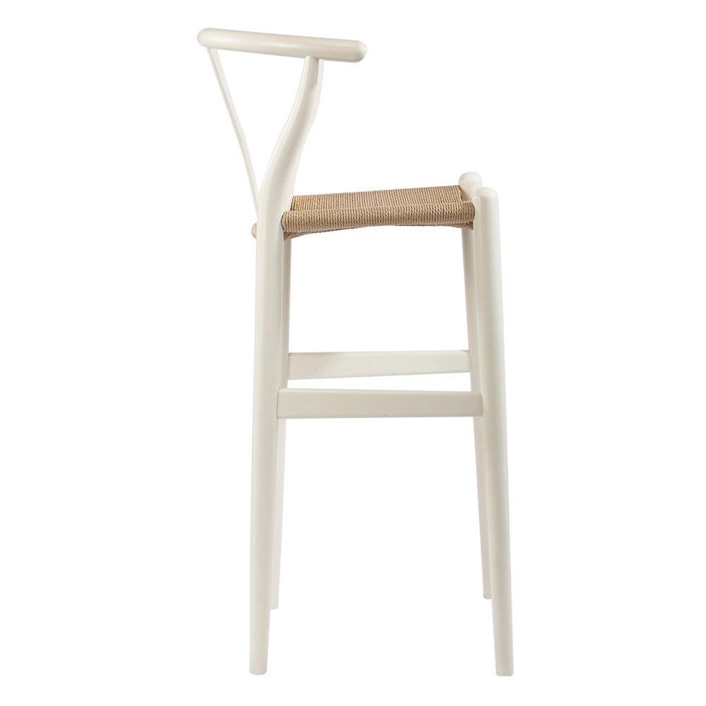 Mid-Century Modern Wishbone Stool - White Wood Y Stool