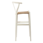 Load image into Gallery viewer, Mid-Century Modern Wishbone Stool - White Wood Y Stool
