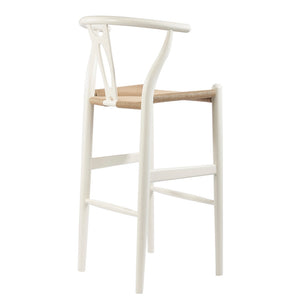 Mid-Century Modern Wishbone Stool - White Wood Y Stool