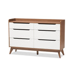 Load image into Gallery viewer, Baxton Studio Brighton Mid-Century Modern White And Walnut Wood 6-Drawer Storage Dresser
