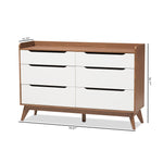 Load image into Gallery viewer, Baxton Studio Brighton Mid-Century Modern White And Walnut Wood 6-Drawer Storage Dresser
