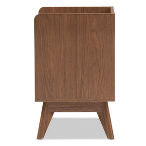 Baxton Studio Brighton Mid-Century Modern White And Walnut Wood 3-Drawer Storage Nightstand