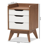 Load image into Gallery viewer, Baxton Studio Brighton Mid-Century Modern White And Walnut Wood 3-Drawer Storage Nightstand
